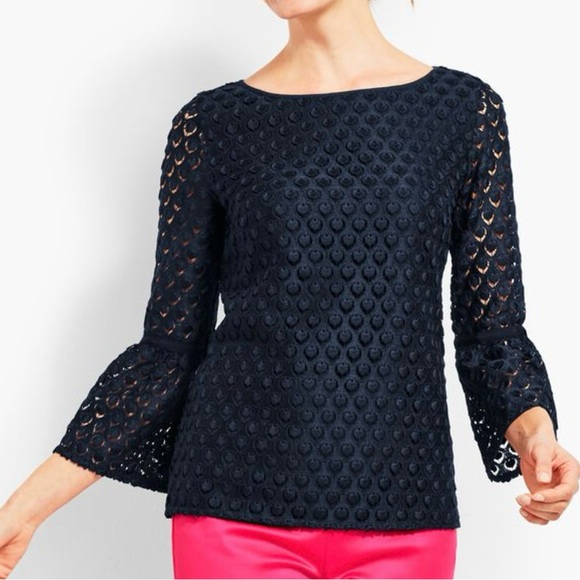 Talbots Lace Bell Sleeve Top - Picture 1 of 10